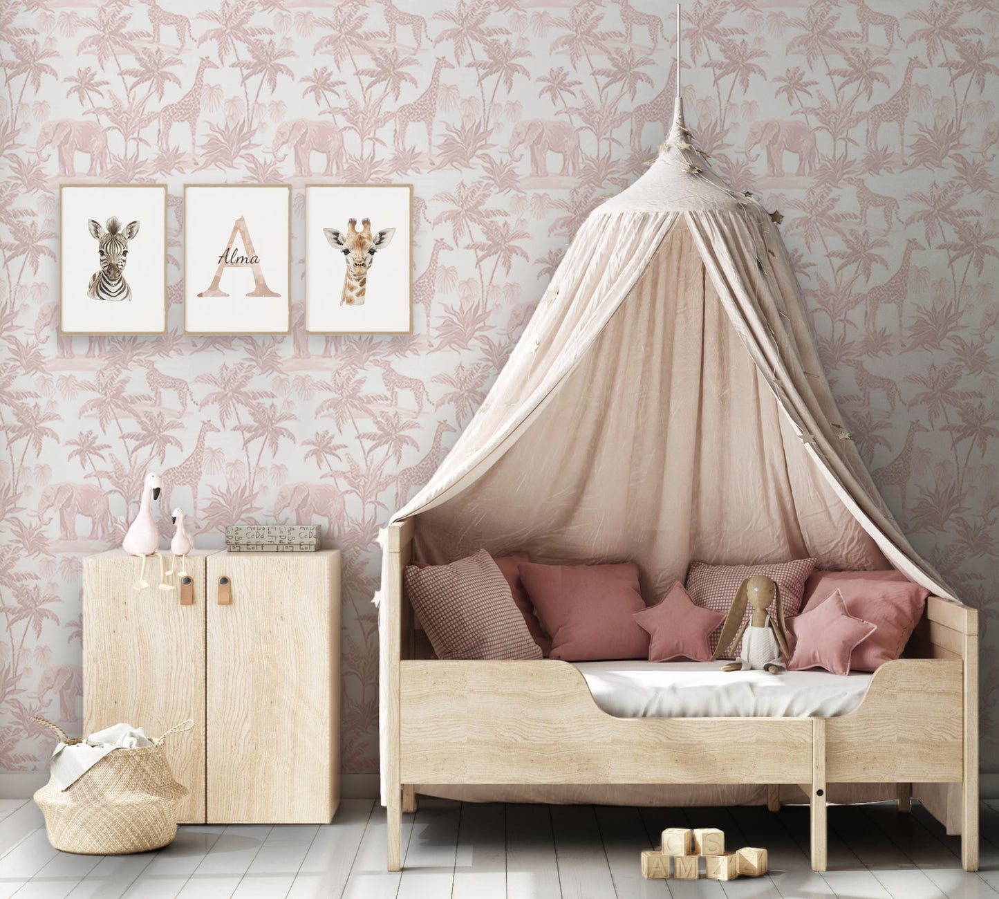 Pink Safari Nursery Wallpaper Peel & Stick