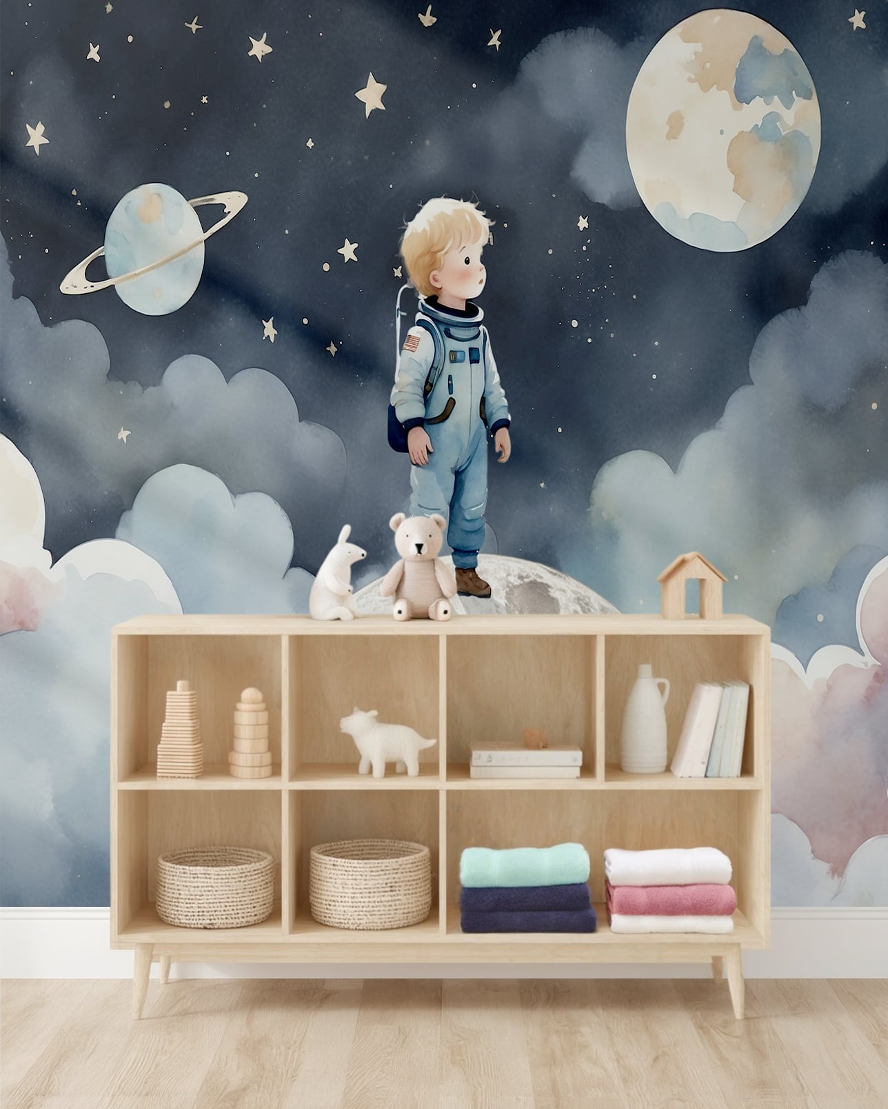 Space Astronaut Universe Nursery Wallpaper Peel & Stick