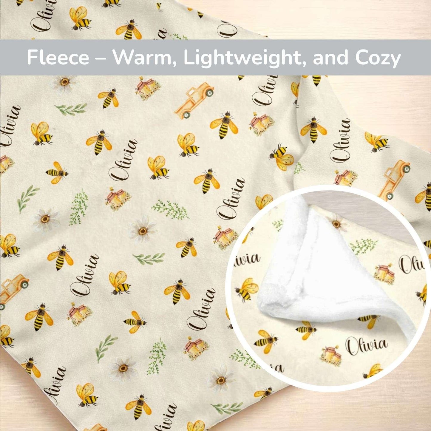 Personalisierte Babydecke Winterwald – individuell bestickter Name, weiche Babydecke, Geschenk für Neugeborene und Kinderzimmerdekoration)