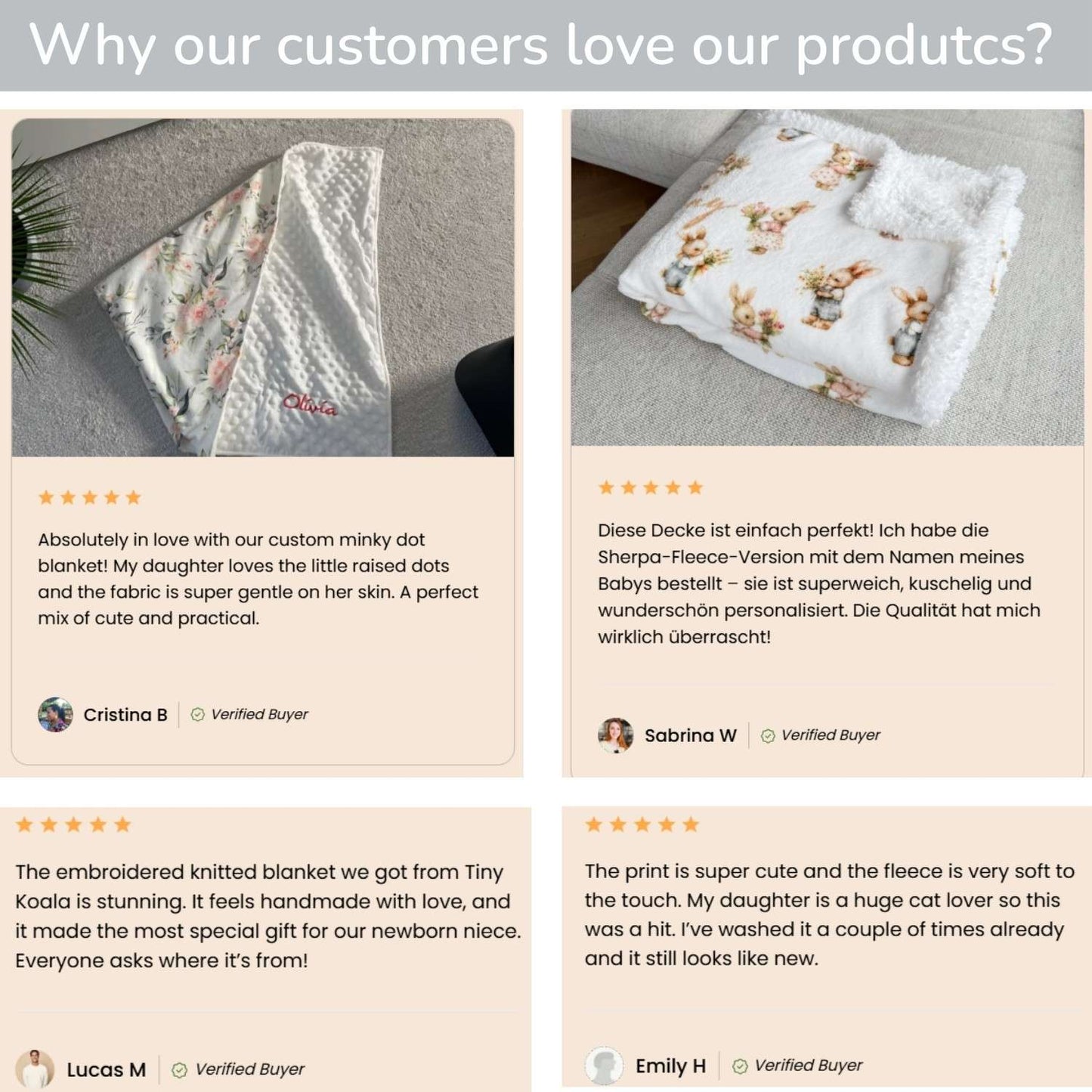 Personalisierte Babydecke Winterwald – individuell bestickter Name, weiche Babydecke, Geschenk für Neugeborene und Kinderzimmerdekoration)