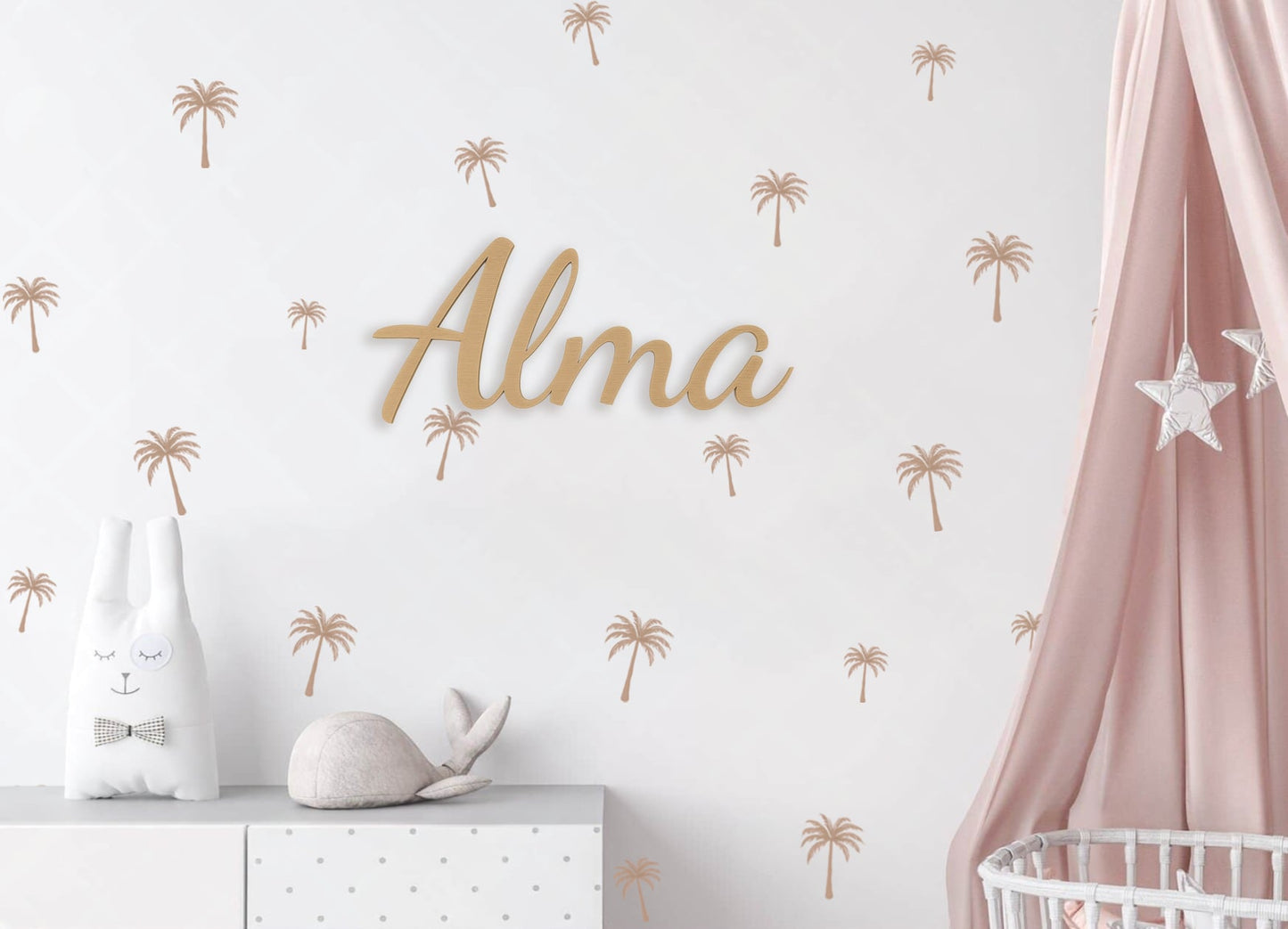 Pink Palm Tree Leaves Wall Stickers - Peel & Stick Decals