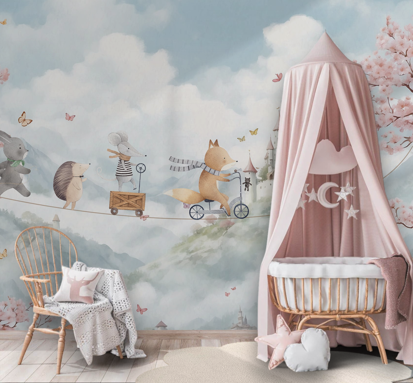Animal Castle Nursery Wallpaper Peel & Stick
