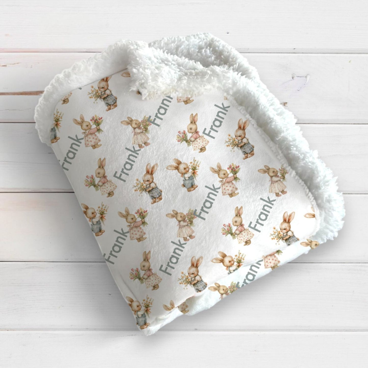 Volledig gepersonaliseerde print babydeken - Sherpa fleece deken, aangepaste naam, nieuwgeboren cadeau