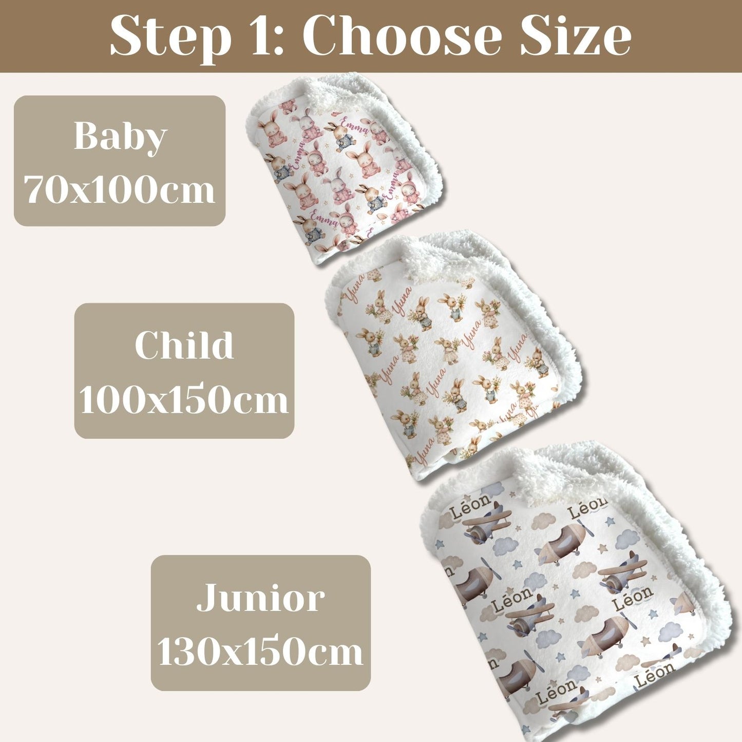 Volledig gepersonaliseerde print babydeken - Sherpa fleece deken, aangepaste naam, nieuwgeboren cadeau