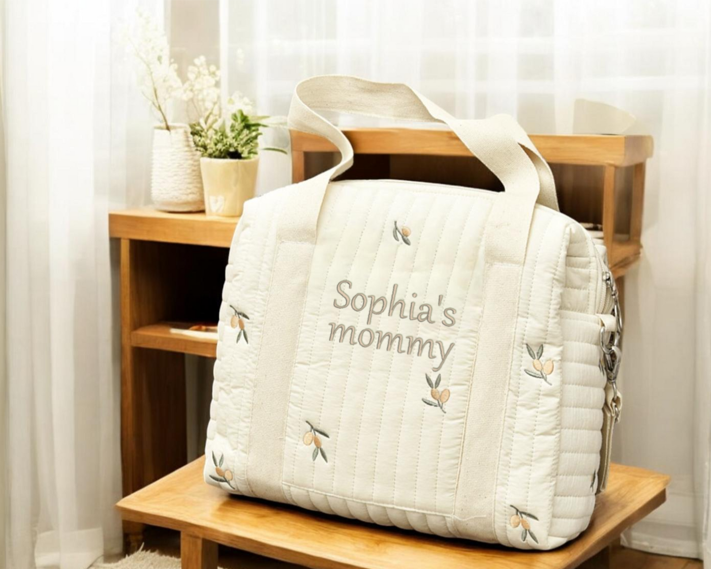 Sac à langer personnalisé pour poussette de taille moyenne – Sac à langer brodé personnalisé