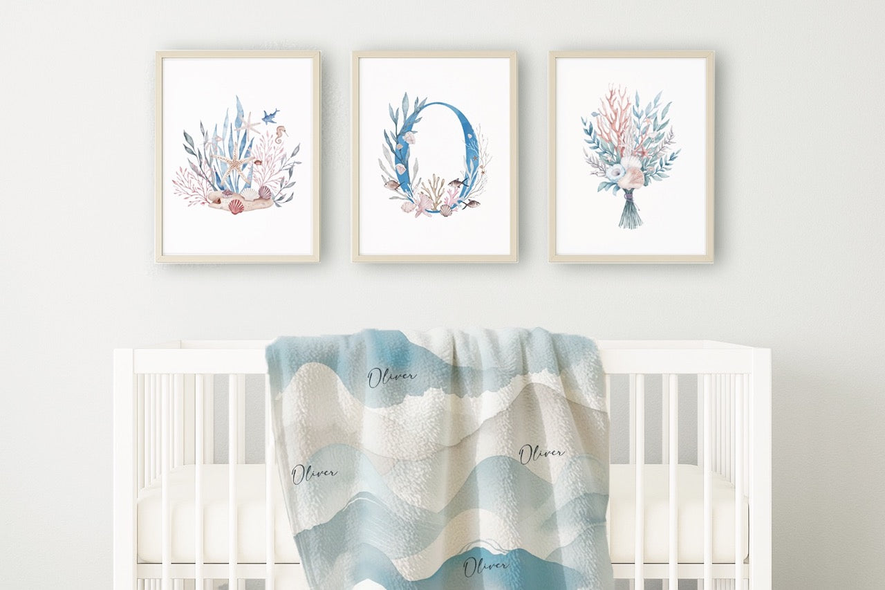 Ocean Waves Personalized Baby Blanket