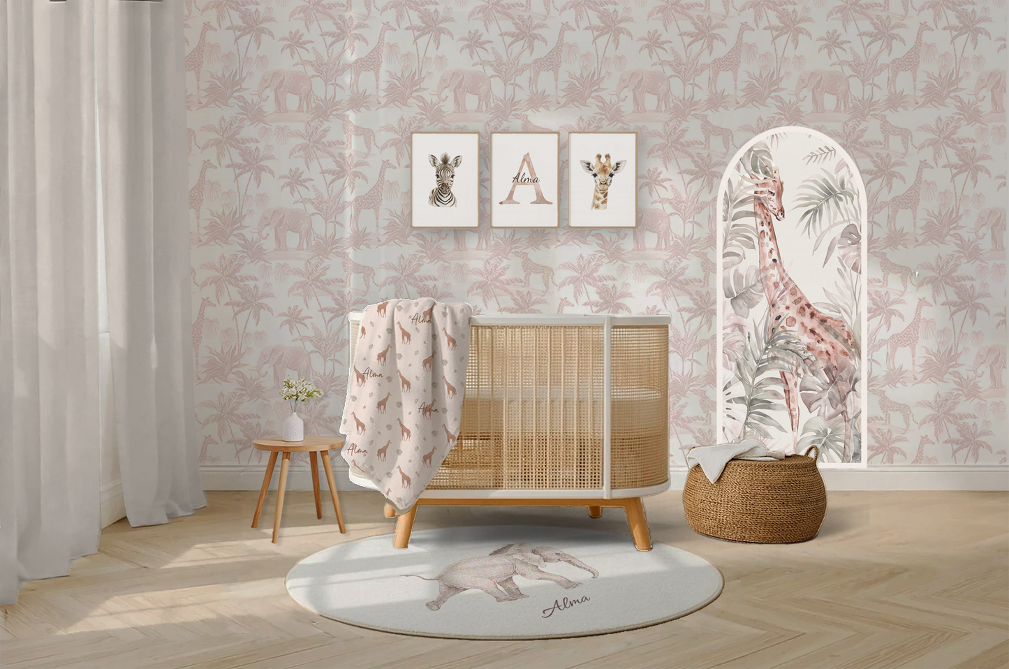 Pink Safari Nursery Wallpaper Peel & Stick