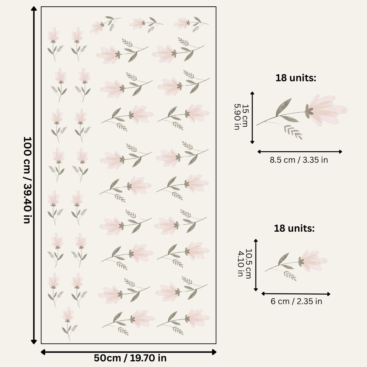 Pink Floral Wall Stickers - Peel & Stick Decals