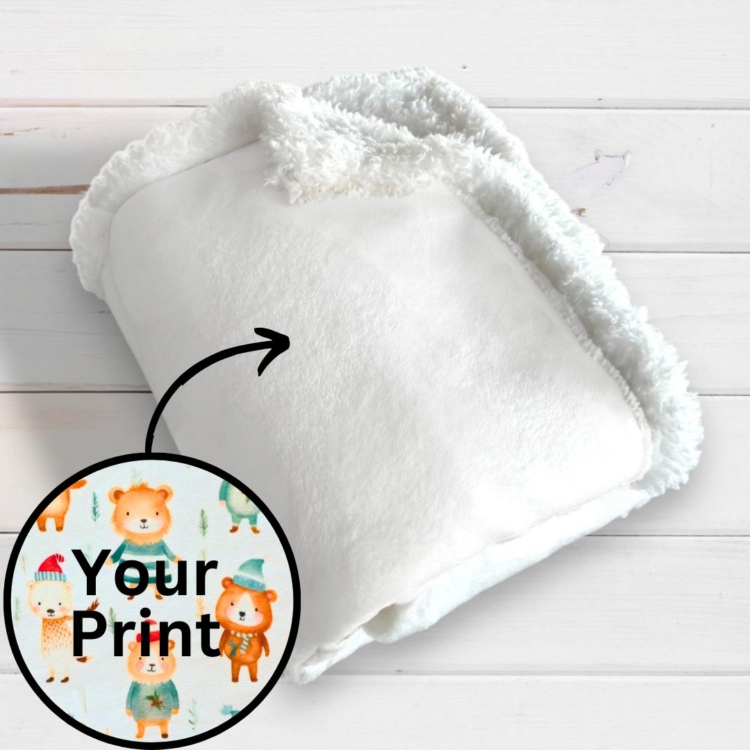 Volledig gepersonaliseerde print babydeken - Sherpa fleece deken, aangepaste naam, nieuwgeboren cadeau