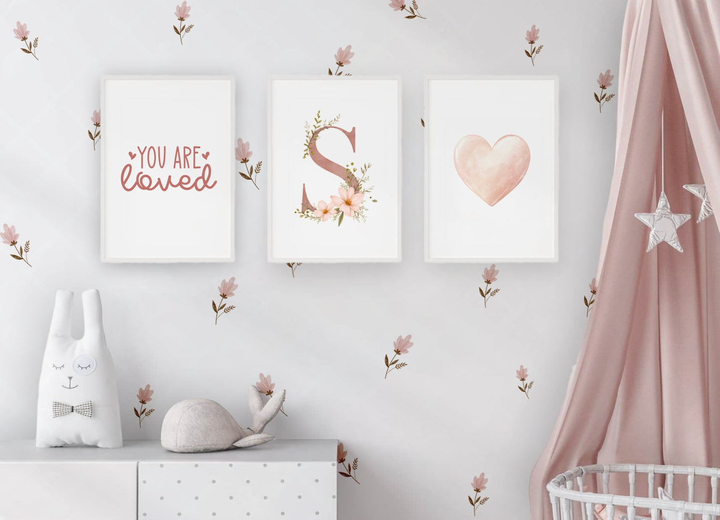 Pink Floral Wall Stickers - Peel & Stick Decals