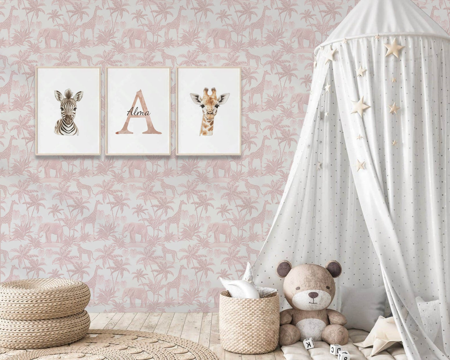 Pink Safari Nursery Wallpaper Peel & Stick
