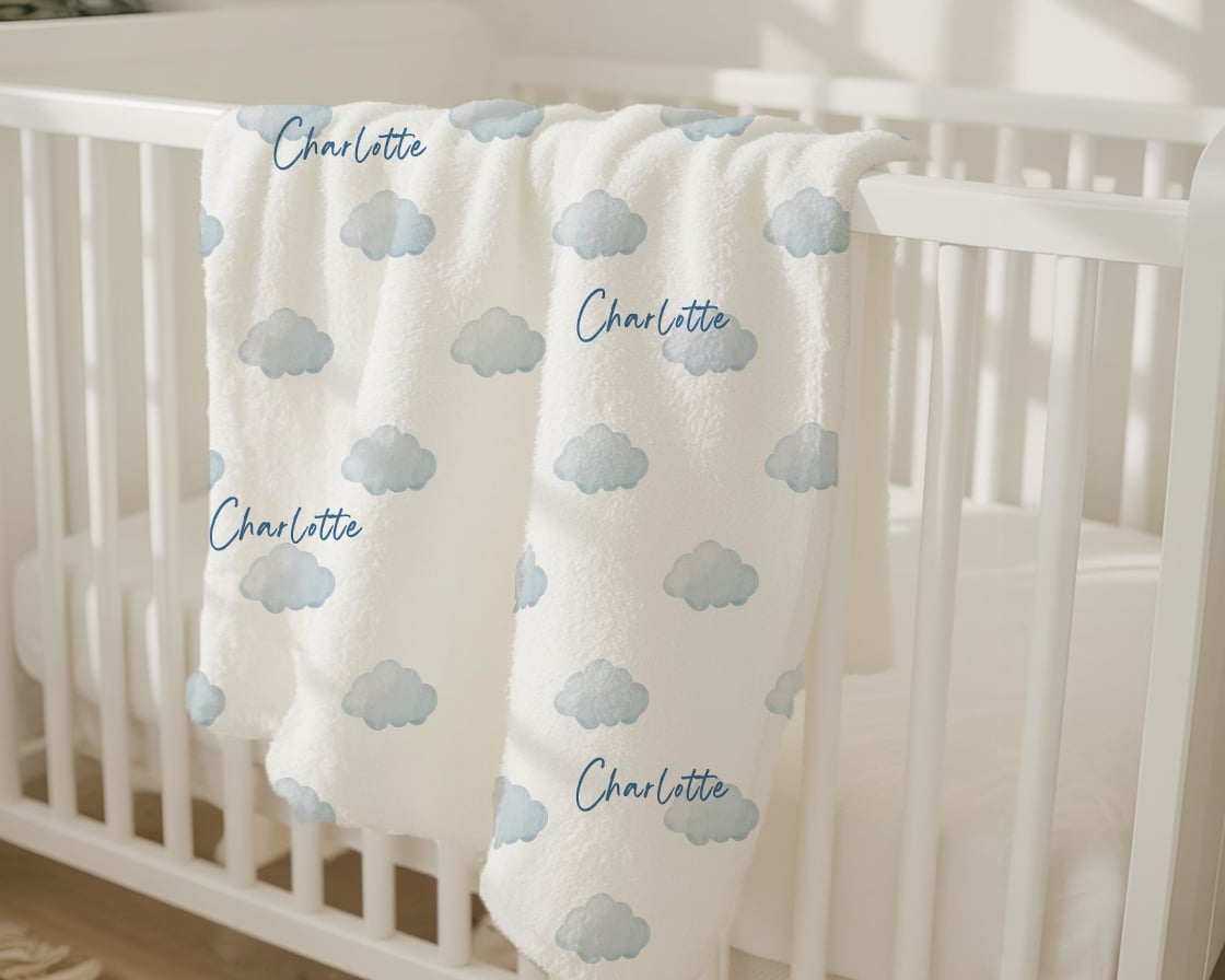 Clouds Personalized Baby Blanket