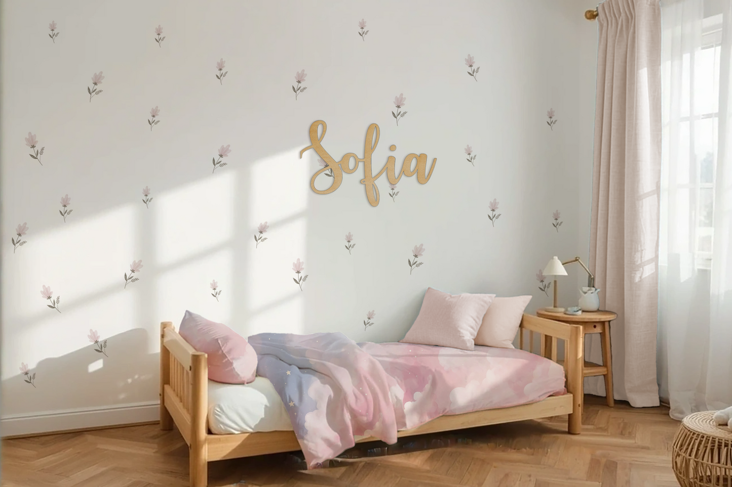 Pink Floral Wall Stickers - Peel & Stick Decals
