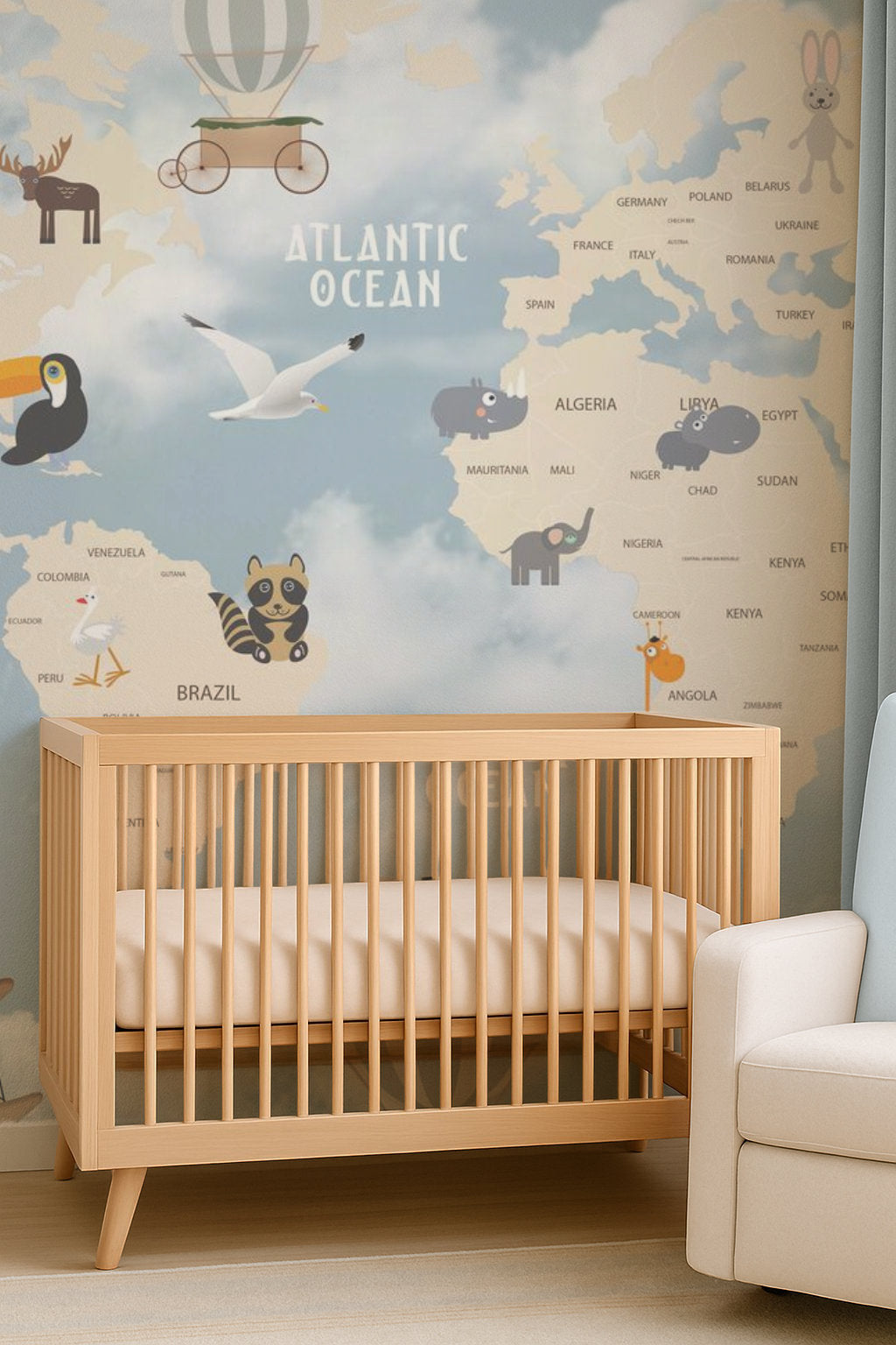 Map Nursery Wallpaper Peel & Stick