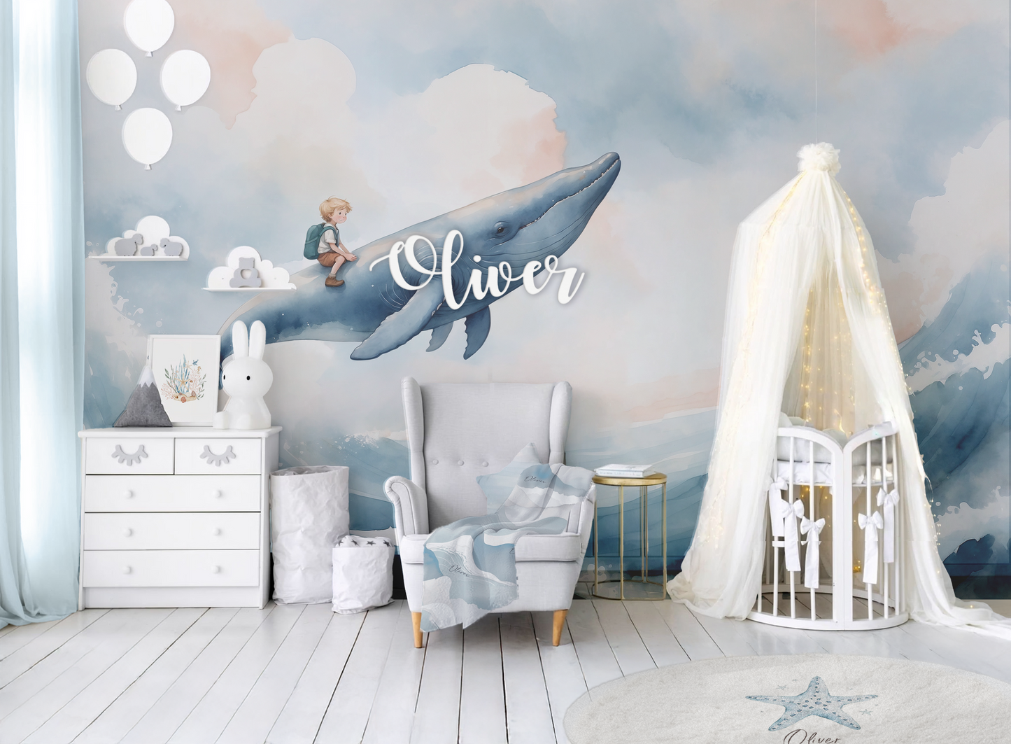 Whale Nursery Wallpaper Peel & Stick