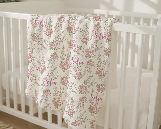 Floral Print Personalized Baby Blanket