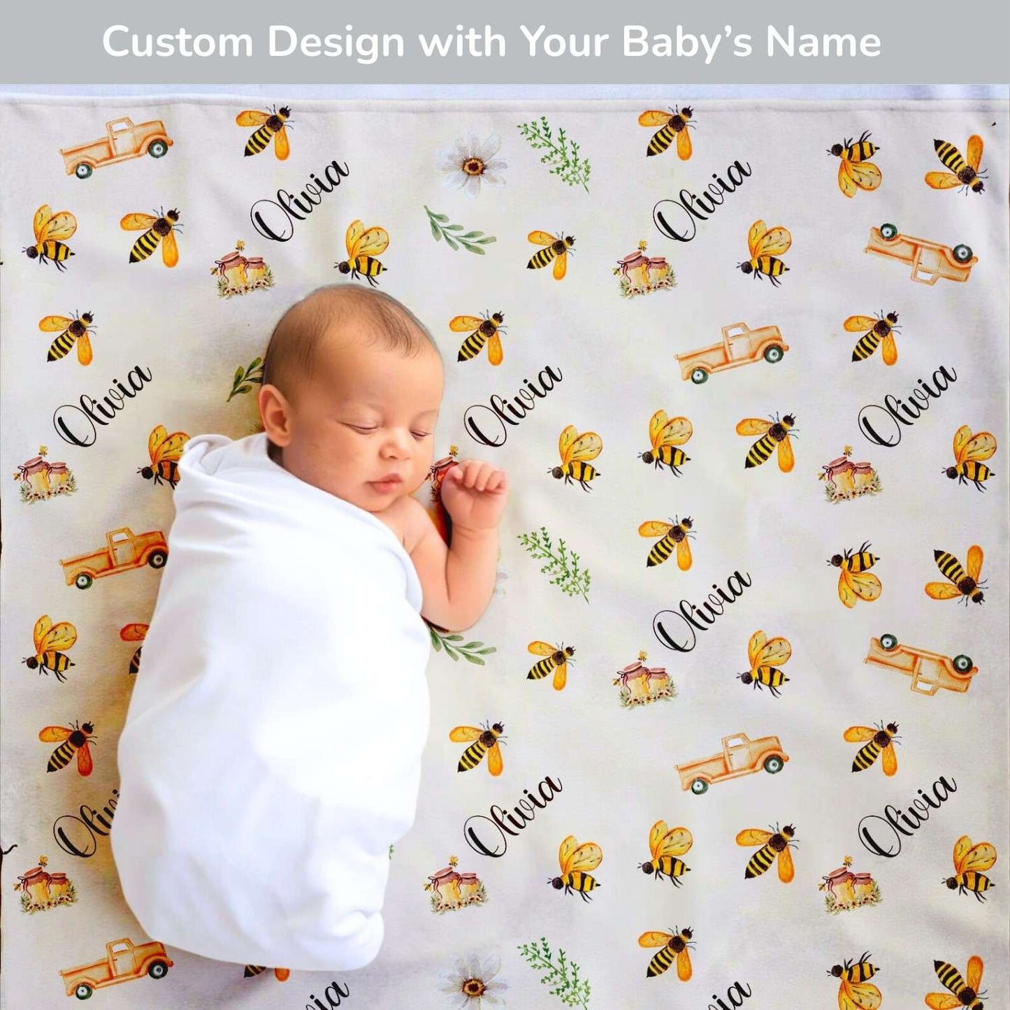 Honey Bee Personalized Baby Blanket