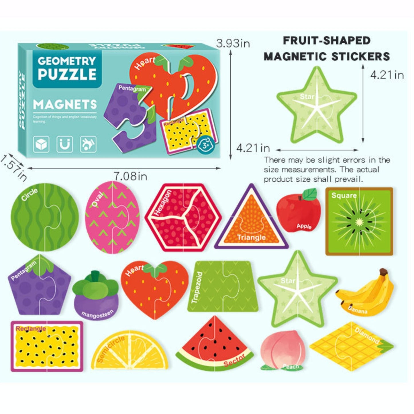 Geometry Fruit-Puzzle Magnets