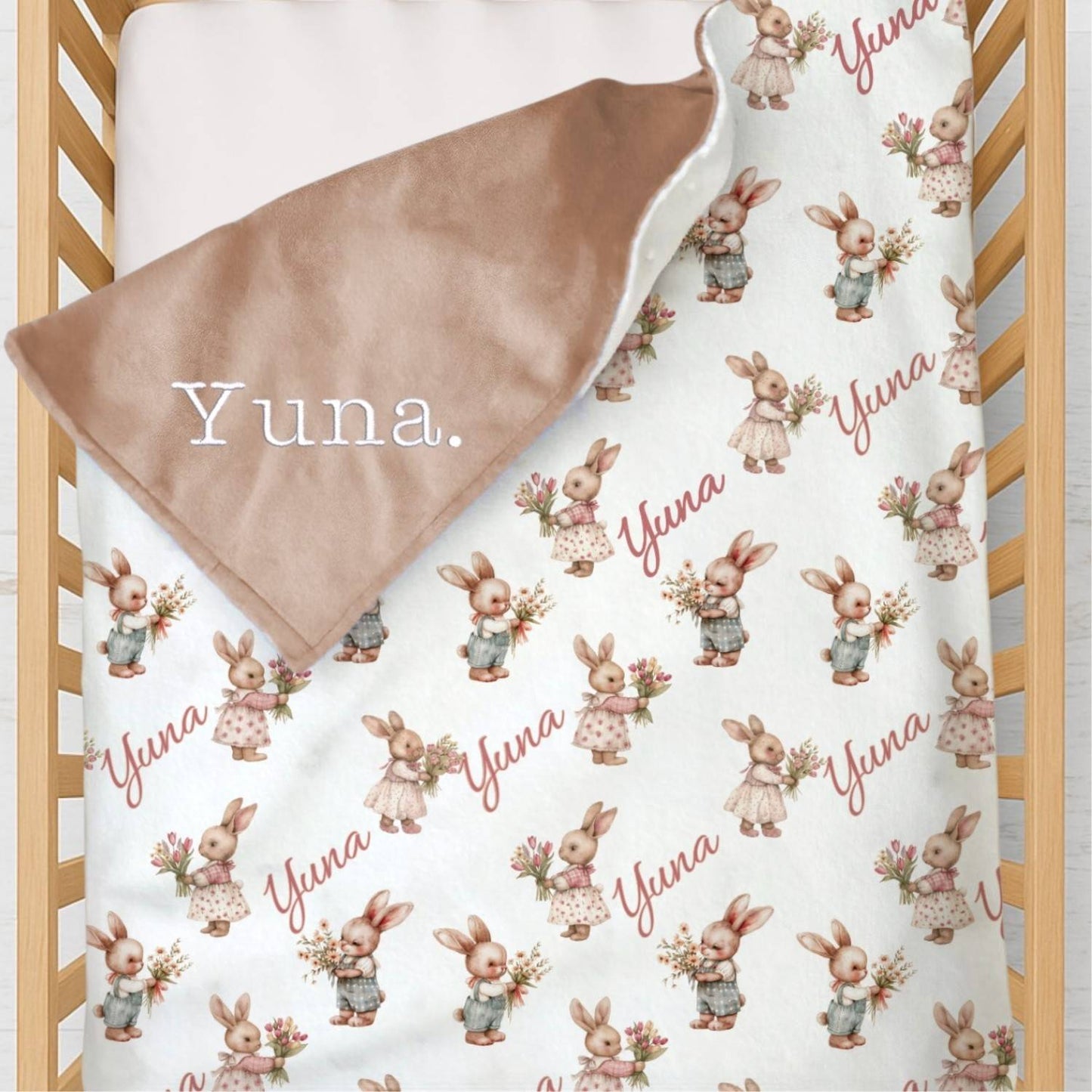 Couverture bébé personnalisée Forêt d&#39;hiver – Nom brodé personnalisé, couverture douce pour bébé, cadeau pour nouveau-né et décoration de chambre d&#39;enfant)