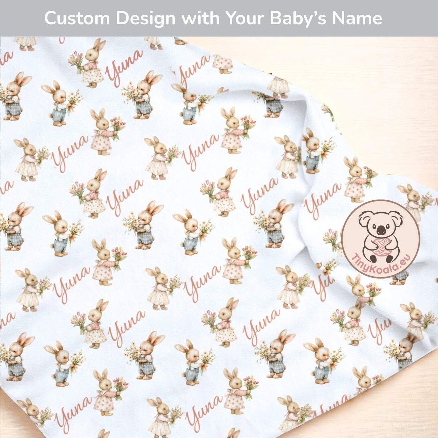 Couverture bébé personnalisée Forêt d&#39;hiver – Nom brodé personnalisé, couverture douce pour bébé, cadeau pour nouveau-né et décoration de chambre d&#39;enfant)