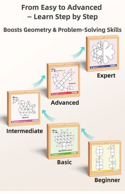 Magnetic Tangram Puzzles - Montessori Learning (225 pcs)