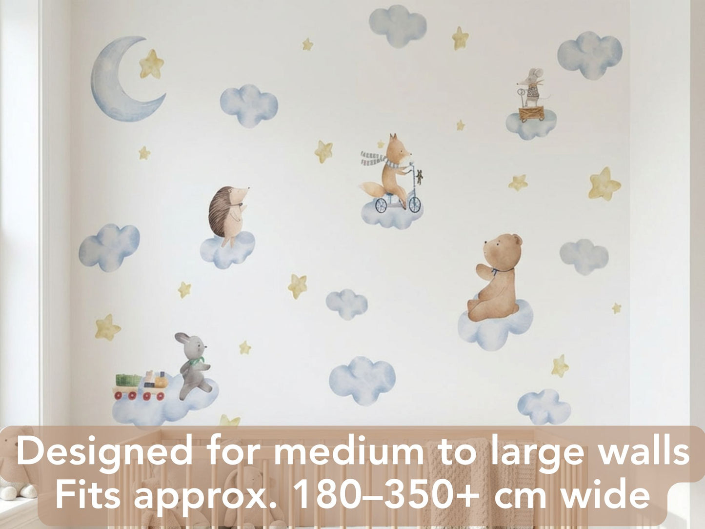 Dreamy Cloud Animals Watercolor Wall Decals — Peel & Stick, Removable
