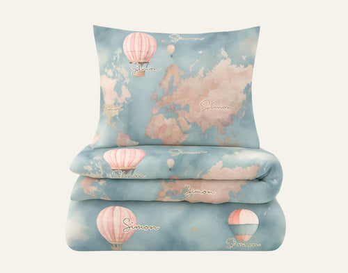 World Map Personalized Kids Bedding Set – Toddler & Junior Sizes