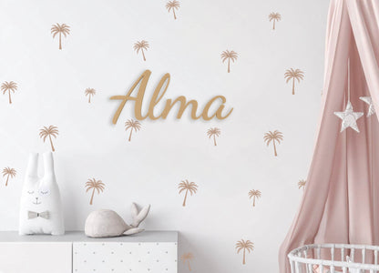 Pink Palm Tree Leaves Wall Stickers - Peel & Stick Decals