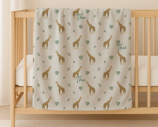 Safari Giraffe Personalized Baby Blanket