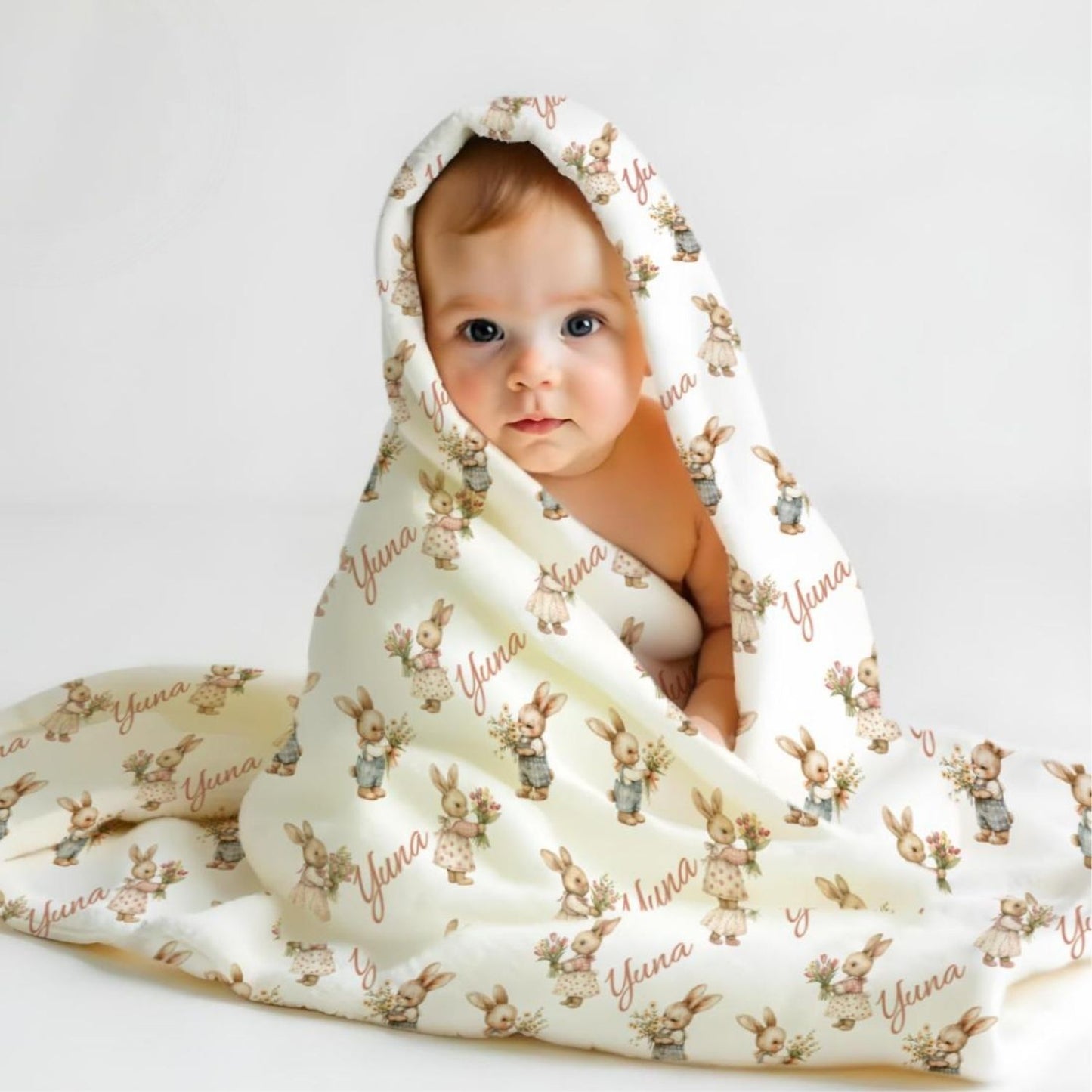 Couverture bébé personnalisée Forêt d&#39;hiver – Nom brodé personnalisé, couverture douce pour bébé, cadeau pour nouveau-né et décoration de chambre d&#39;enfant)