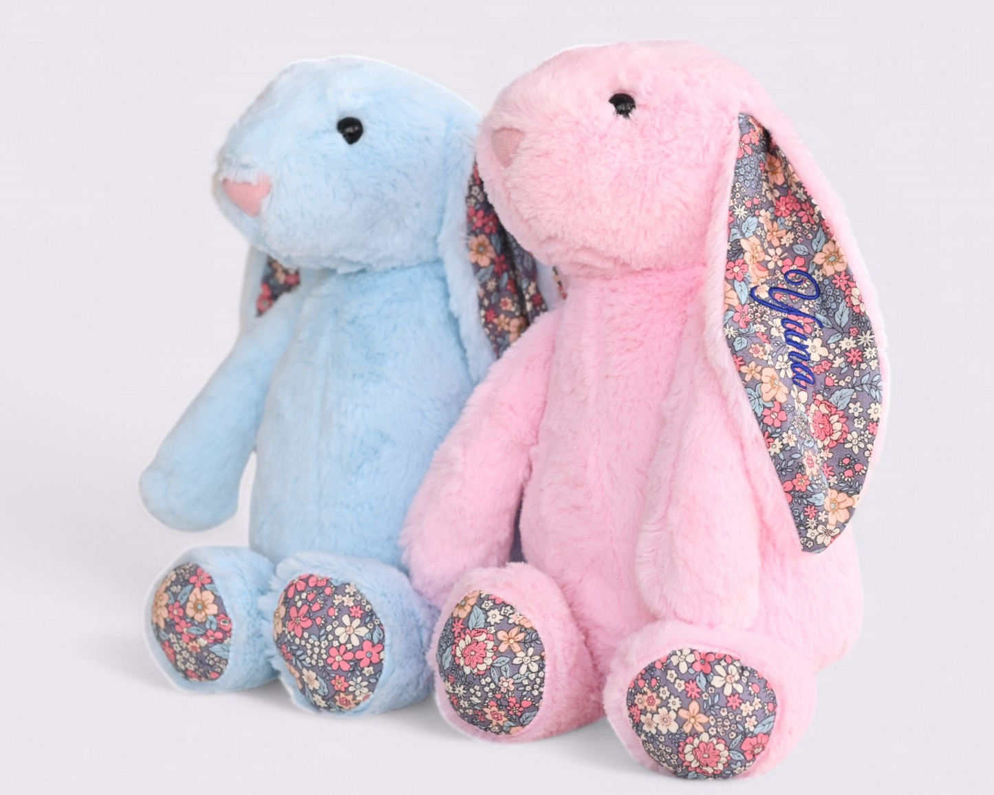 Gepersonaliseerde bloemenkonijn knuffel - Aangepast geborduurd zacht speelgoed voor baby's, pasgeborenen cadeau en aandenken