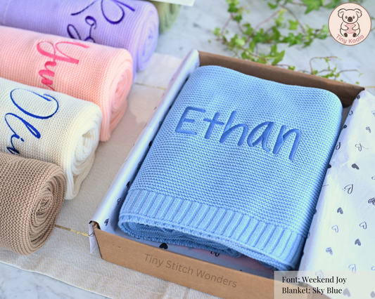Personalized Embroidered Baby Blanket with GIFT BOX & CARD