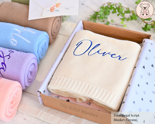 Personalized Embroidered Baby Blanket with GIFT BOX & CARD