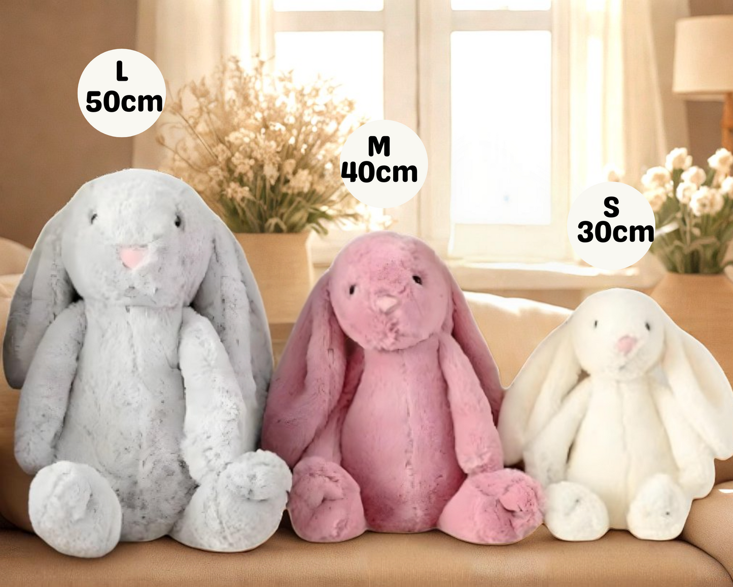 Personalisierter Plüschhase – Individuell besticktes Kuscheltier für Babys, Geschenk für Neugeborene und Andenken