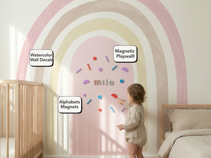 Soft Pink Rainbow Watercolor Magnetic Play Corner Sets