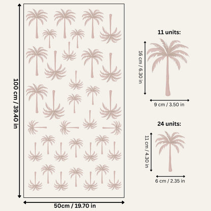 Pink Palm Tree Leaves Wall Stickers - Peel & Stick Decals