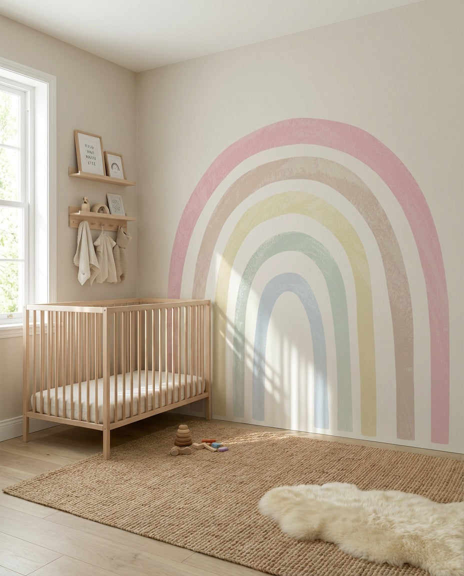 Watercolor Pink Rainbow Wall Decals — Peel & Stick (Easy removable)