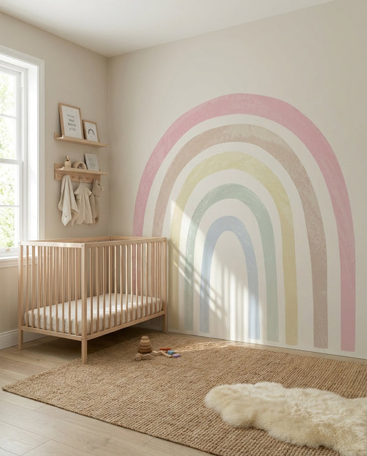 Watercolor Pink Rainbow Wall Decals — Peel & Stick (Easy removable)