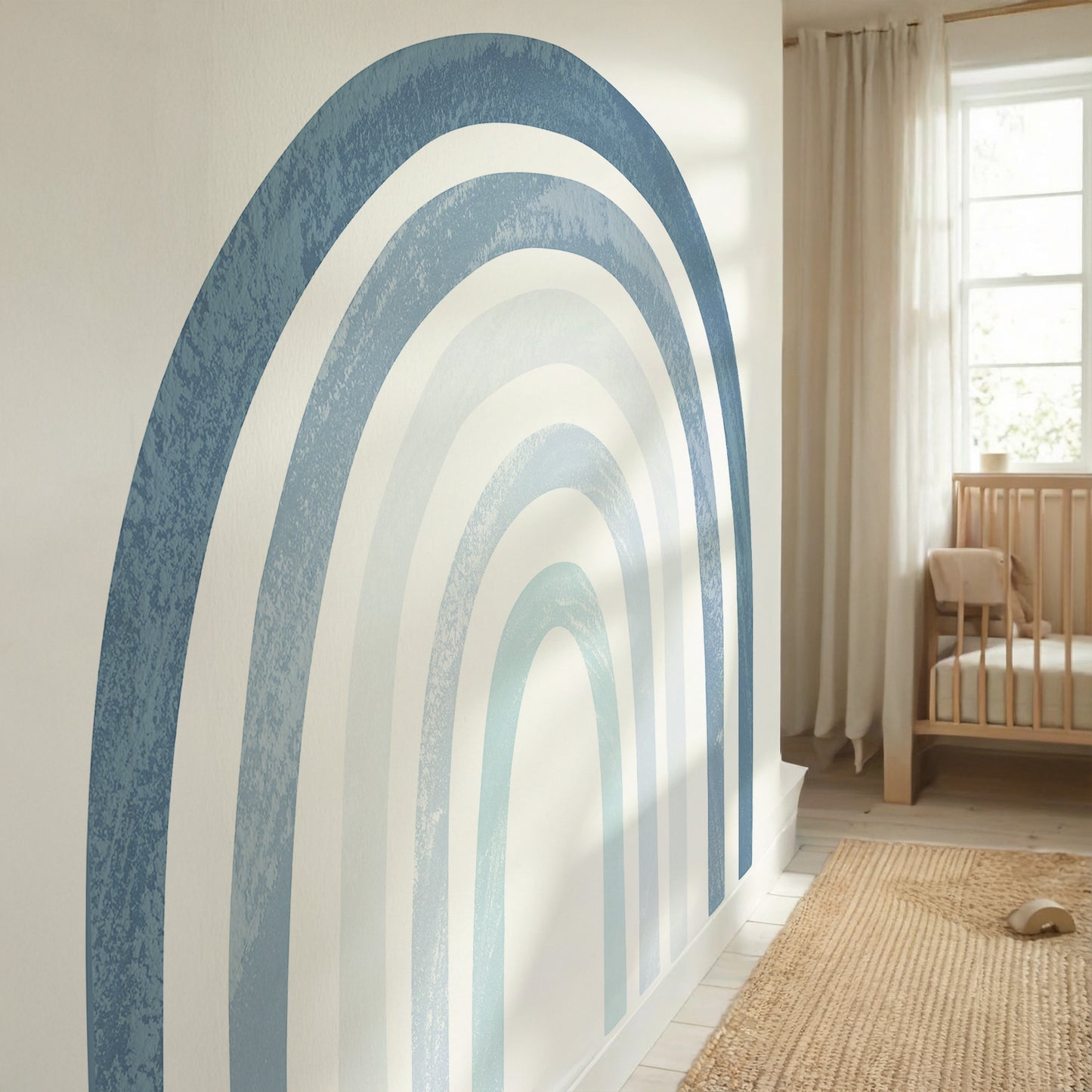 Calm Blue Rainbow Watercolor Wall Decals — Peel & Stick (Easy removable)