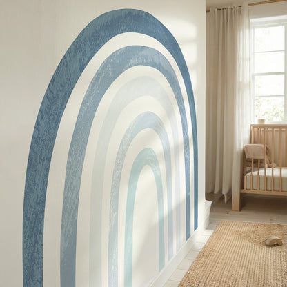 Calm Blue Rainbow Watercolor Wall Decals — Peel & Stick (Easy removable)