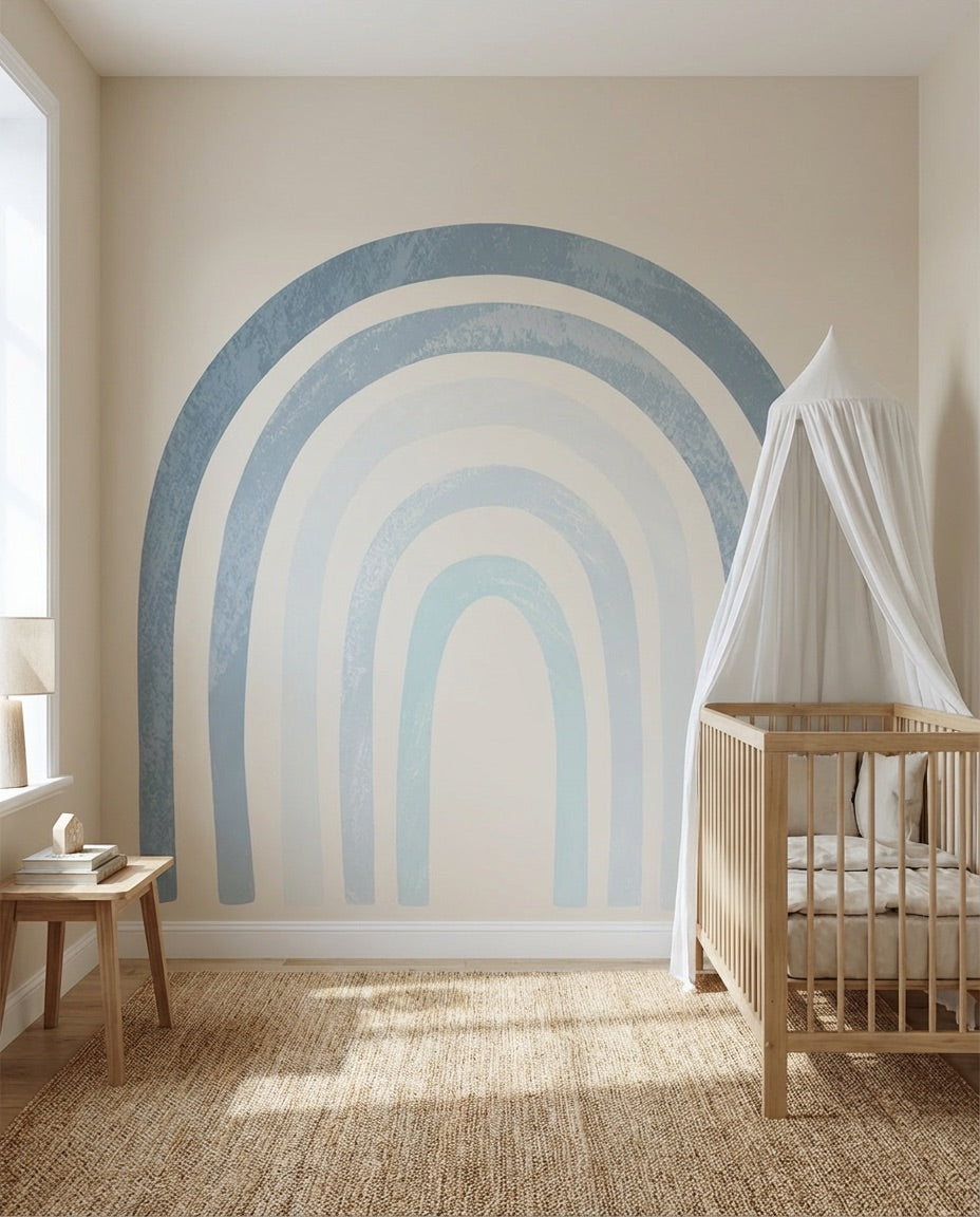 Calm Blue Rainbow Watercolor Wall Decals — Peel & Stick (Easy removable)