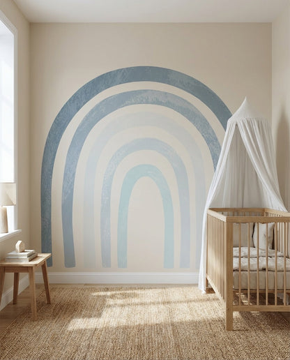Calm Blue Rainbow Watercolor Wall Decals — Peel & Stick (Easy removable)