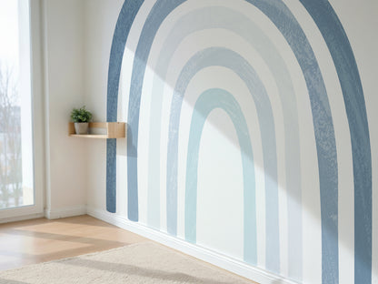 Calm Blue Rainbow Watercolor Wall Decals — Peel & Stick (Easy removable)