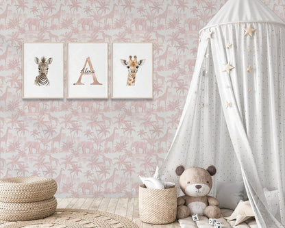 Pink Safari Nursery Wallpaper Peel & Stick