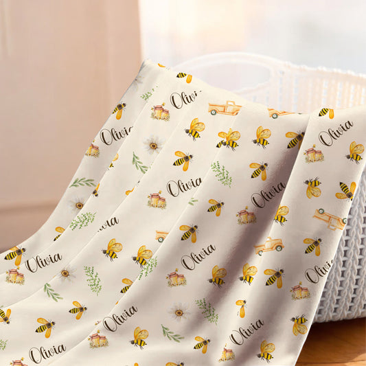 Honey Bee Personalized Baby Blanket