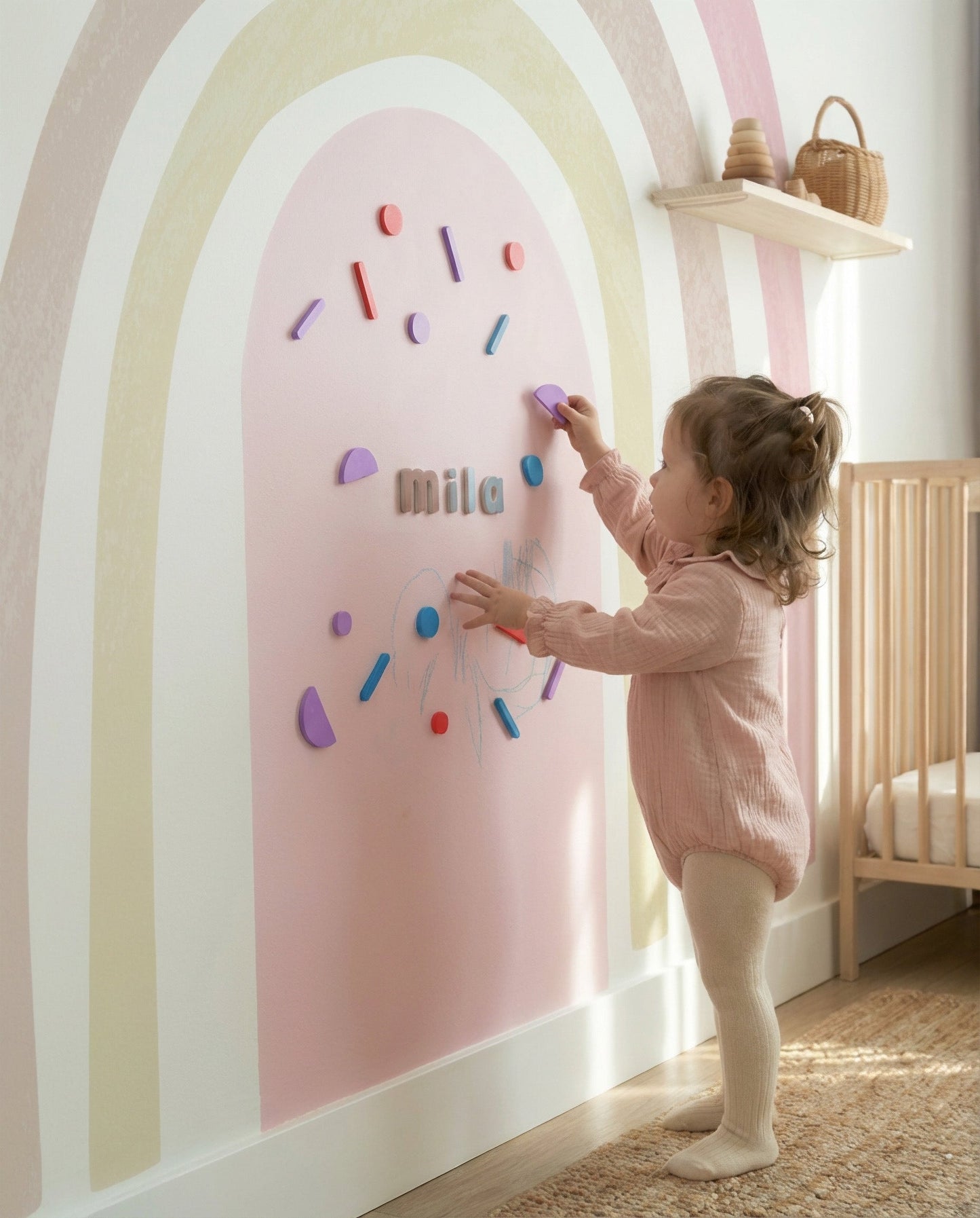 Soft Pink Rainbow Watercolor Magnetic Play Corner Sets